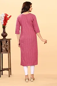 Stylish Pink Cotton Blend Ikat Straight Kurta For Women-thumb1