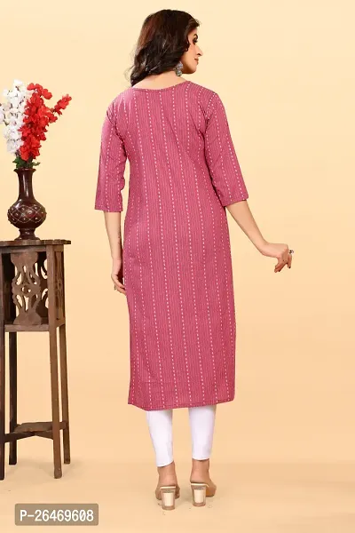 Stylish Pink Cotton Blend Ikat Straight Kurta For Women-thumb2