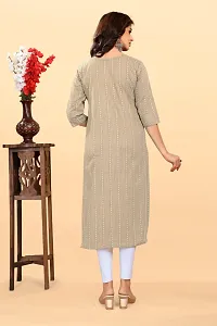 Stylish Beige Cotton Blend Ikat Straight Kurta For Women-thumb1