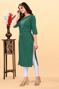 Stylish Green Cotton Blend Ikat Straight Kurta For Women-thumb3