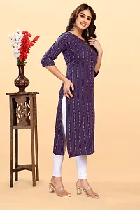 Stylish Purple Cotton Blend Ikat Straight Kurta For Women-thumb2