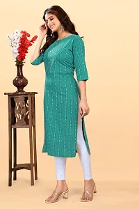 Stylish Green Cotton Blend Ikat Straight Kurta For Women-thumb3