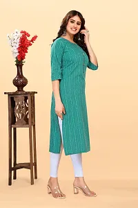 Stylish Green Cotton Blend Ikat Straight Kurta For Women-thumb2