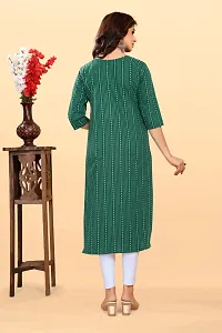 Stylish Green Cotton Blend Ikat Straight Kurta For Women-thumb1