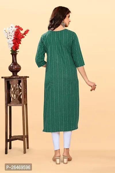 Stylish Green Cotton Blend Ikat Straight Kurta For Women-thumb2