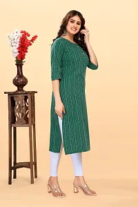 Stylish Green Cotton Blend Ikat Straight Kurta For Women-thumb2