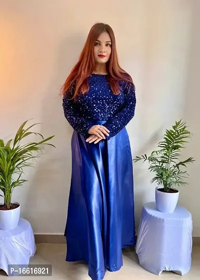 Stylish Fancy Velvet Ethnic Gown For Women