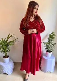Stylish Fancy Velvet Ethnic Gown For Women-thumb1
