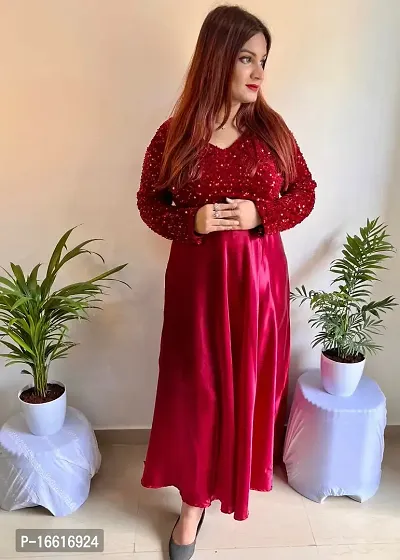 Stylish Fancy Velvet Ethnic Gown For Women-thumb2