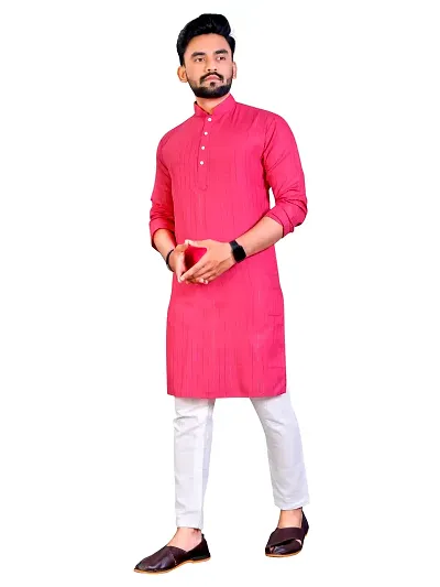 Enmozz? Dark Plain Men's Ethnic Simple Kurta Only