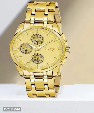 Elegant Golden Metal Round Analog Watch For Men