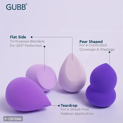 Beauty Blender For Face Makeup | Foundation Blending Beauty Sponge, Flawless for Liquid, Cream, Foundation  Powder | Makeup Sponge (Purple) - Set of 4-thumb3