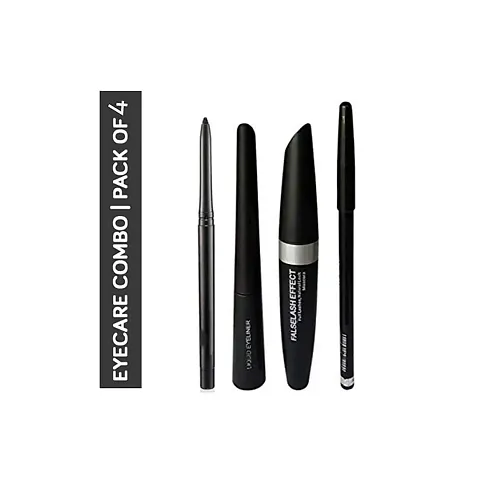 Lenon Beauty Professionals Gel Eyeliner, Eyebrow Pencil, Pencil Kajal & Mascara Black Pack of 4