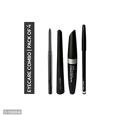 INDICUL  Beauty Professionals Gel Eyeliner, Eyebrow Pencil, Pencil Kajal  Mascara Black Pack of 4