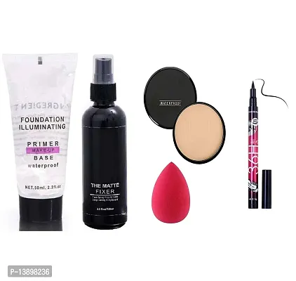 Most Beautiful Trending Fixer combo with Primer, Eyeliner, Compact and Beauty puff-thumb0