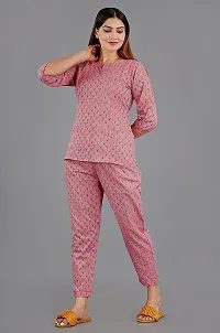 LESHA Women/Girl's Pure Cotton Printed Laced Top  Pant Set/Night Suit/Loungewear-thumb3