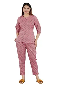 LESHA Women/Girl's Pure Cotton Printed Laced Top  Pant Set/Night Suit/Loungewear-thumb4