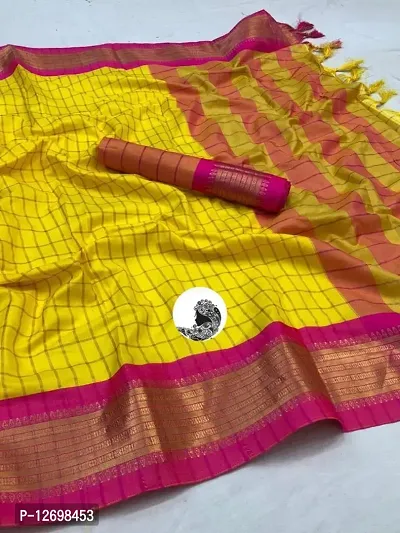 Classic Cotton Silk Saree with Blouse piece for Women-thumb0