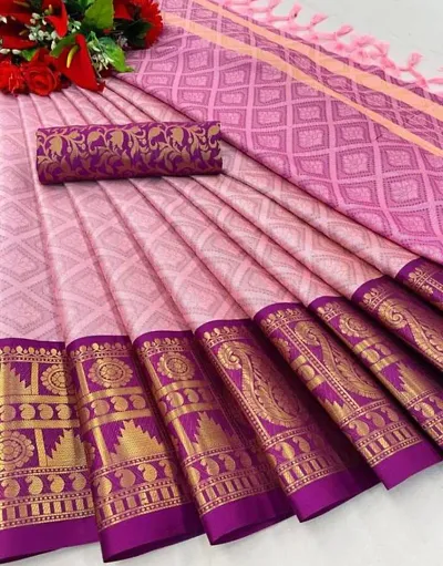 Elegant Silk Solid Saree With Blouse Piece For Women