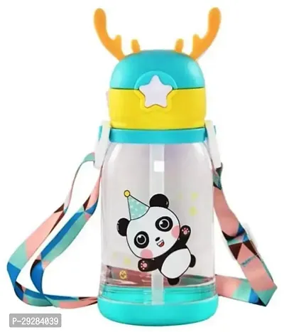 Cute Water Bottle with Sipper, Water Bottle for kids, Sipper Bottle for Kids, Water Bottle with Strap  Straw - Anti-leak Cartoon ( 600 ML )(Multicolor)-thumb2