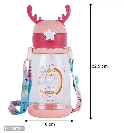 Cute Water Bottle with Sipper, Water Bottle for kids, Sipper Bottle for Kids, Water Bottle with Strap  Straw - Anti-leak Cartoon ( 600 ML )(Multicolor)