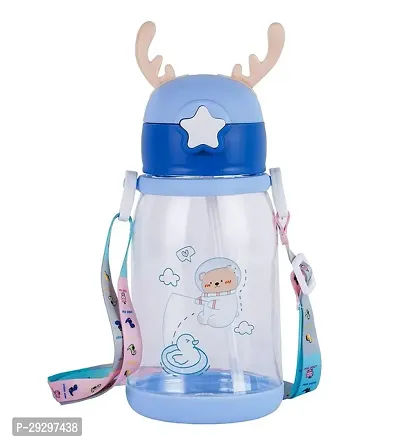 Cute Water Bottle with Sipper, Water Bottle for kids, Sipper Bottle for Kids, Water Bottle with Strap  Straw - Anti-leak Cartoon ( 600 ML )(Multicolor)