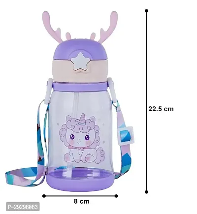 Cute Water Bottle with Sipper, Water Bottle for kids, Sipper Bottle for Kids, Water Bottle with Strap   Straw - Anti-leak Cartoon ( 600 ML )(Multicolor)