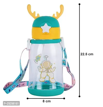 Cute Water Bottle with Sipper, Water Bottle for kids, Sipper Bottle for Kids, Water Bottle with Strap   Straw - Anti-leak Cartoon ( 600 ML )(Multicolor)