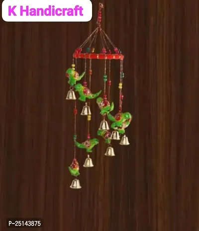 Khusbhu Handicraft multicolor Hademade wall hanging windchimes round for home decor balcony decor-thumb0