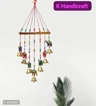 Khusbhu handicraft multicolor handmade wall hanging windchimes  for home decor balcony decor-thumb0