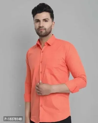 Stylish Cotton Blend Solid Casual Shirt for Men-thumb0
