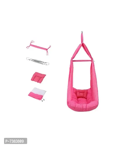 Be 1st Infant baby swing cradle with mosquito net, spring and pillow (Pink)-thumb0