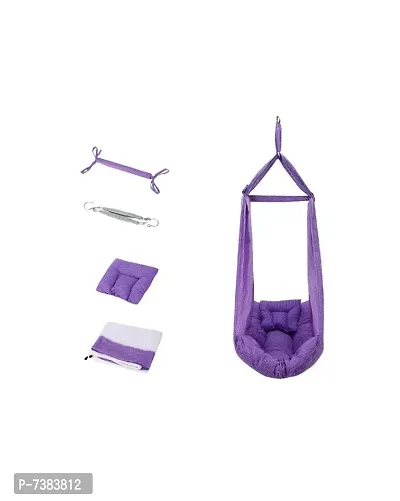Be 1st Infant baby swing cradle with mosquito net, spring and pillow (Purple)