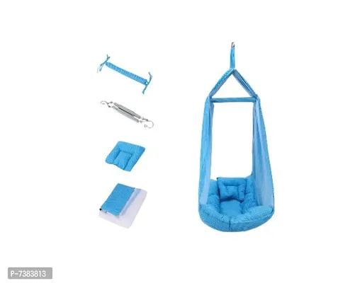 Be 1st Infant baby swing cradle with mosquito net, spring and pillow (Ice blue)-thumb0