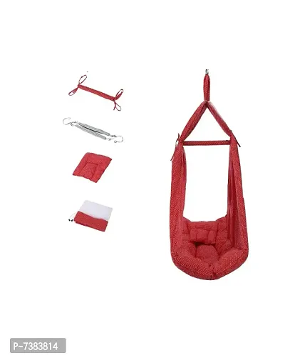 Be 1st Infant baby swing cradle with mosquito net, spring and pillow (Red)-thumb0