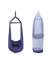 Be 1st Infant baby swing cradle with mosquito net, spring and pillow (Dark blue)-thumb3