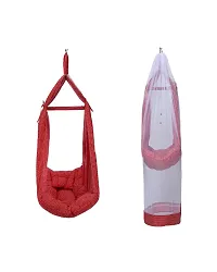 Be 1st Infant baby swing cradle with mosquito net, spring and pillow (Red)-thumb3