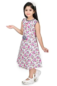 Star Collection Girl's Fancy Cotton Below Knee, Floral Printed Sleeveless Frock. (9-10 Years, Pink)-thumb4
