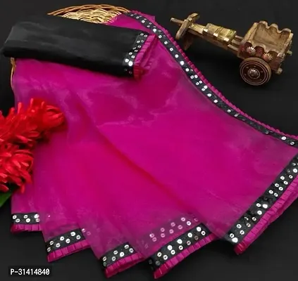 Stylish Silk Cotton Pink Embellished Saree with Blouse piece For Women-thumb0