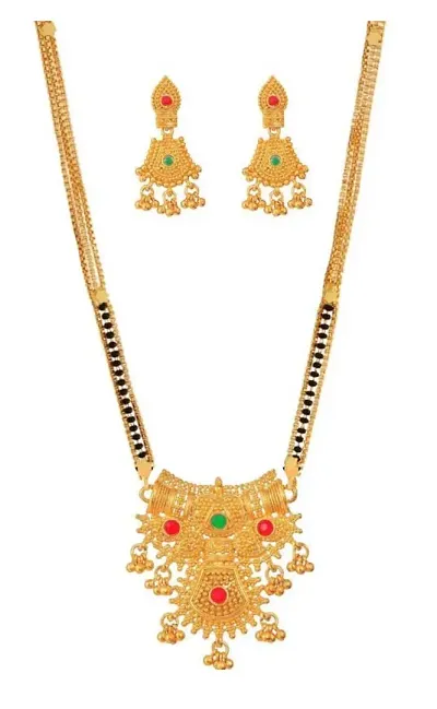 Traditional Alloy Golden Necklaces Set With Earrings