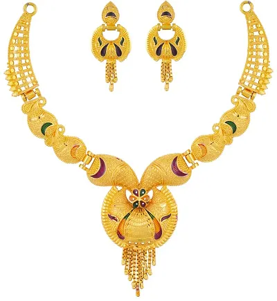 Elegant Gold Plated Alloy AD Stone Work Choker Jewellery Set
