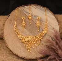 Traditional Alloy Gold Plated Yellow Glorious Mangalsutra/Jewellery Set  With Earrings set For Women-thumb1