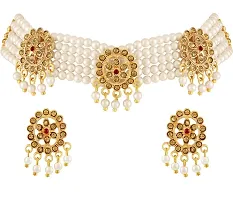 Traditional Alloy Gold Plated Yellow Glorious Moti Mala Necklace  With Earrings set For Women-thumb2