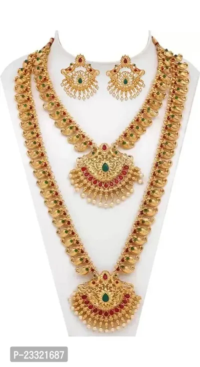 Traditional Alloy Gold Plated Yellow Glorious Combo Mangalsutra/Jewellery Set/Necklace  With Earrings set For Women-thumb0
