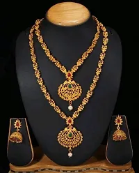Traditional Alloy Gold Plated Yellow Glorious Mangalsutra/Jewellery Set  With Earrings set For Women-thumb1