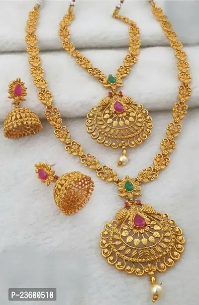 Traditional Alloy Gold Plated Yellow Glorious Mangalsutra/Jewellery Set  With Earrings set For Women-thumb4