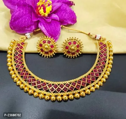 Traditional Alloy Gold Plated Yellow Glorious Motimala Mangalsutra/Jewellery Set/Necklace  With Earrings set For Women