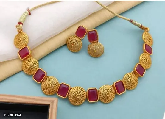 Traditional Alloy Gold Plated Yellow Glorious Combo  Mangalsutra/Necklace  With Earrings For Women-thumb4