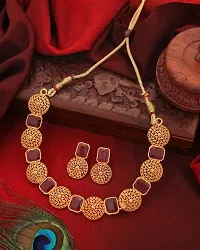 Traditional Alloy Gold Plated Yellow Glorious Combo  Mangalsutra/Necklace  With Earrings For Women-thumb1