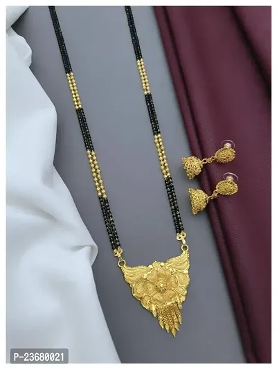 Traditional Alloy Gold Plated Yellow Glorious Mangalsutra/Jewellery Set  With Earrings set For Women